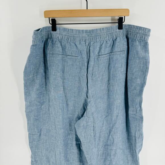 Athleta Retreat Linen Wide Leg Pants Blue Chambray Lightweight Comfort Size 22 - Picture 7 of 11